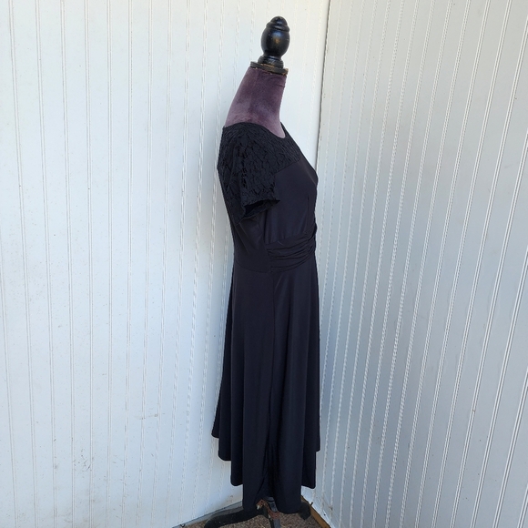 Perceptions New York Dress Lace Black Lace Short Sleeves Womens Stretch Sz M - Picture 5 of 14